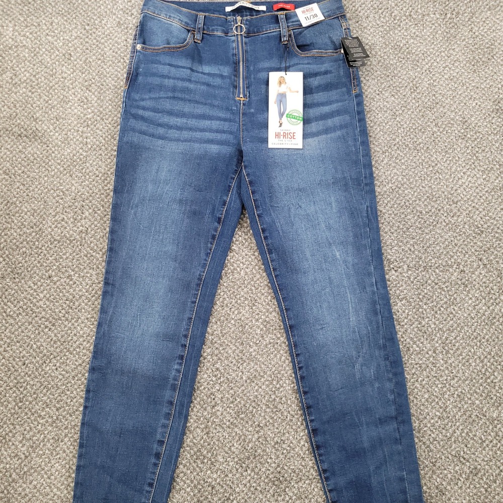 Celebrity Pink Spice Skinny High Rise Jeans Blue Size 11/30 O-Ring Zipper NWT